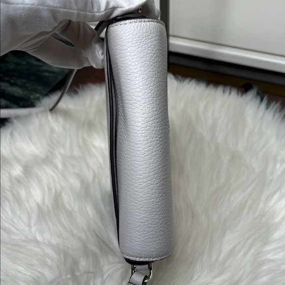 Kate Spade Light Gray Leila Mini Flap Crossbody Leather NWOT $239 Retail - Picture 6 of 17